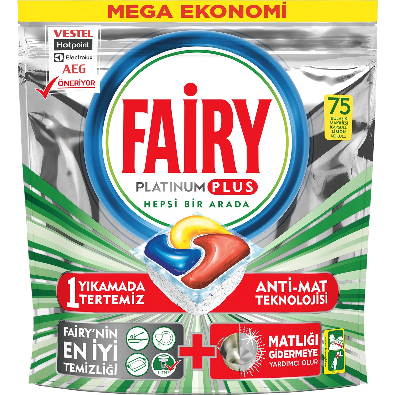 قرص ماشین ظرفشوییپلاتینیوم پلاس 75 عددی ا dishwasher tablets, Platinum Plus 75 pcs