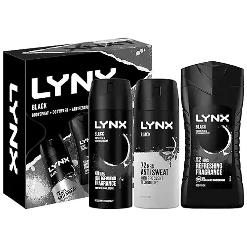 پک هدیه مردانه هلندی لینکس مشکی Lynx Black Trio Deodorant Gift حاوی شامپو بدن و اسپری بدن و دئودرانت 525 میل