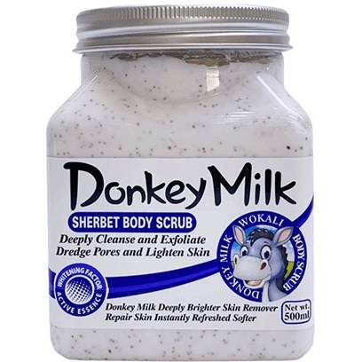 اسکراب بدن شنی شیر الاغ رنگ آبی حجم ۳۵۰ گرم